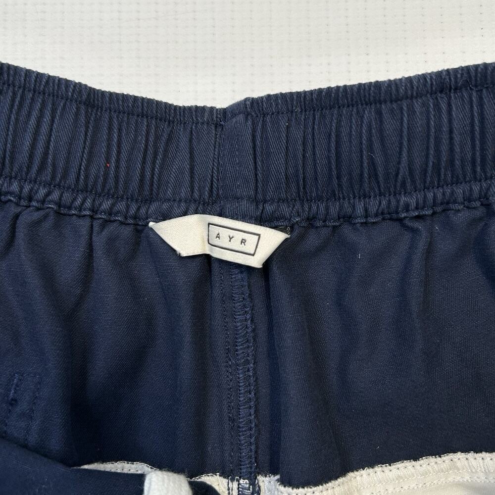 AYR Mens XL Cotton Shorts Chino Pull On Drawstring Waist 5.5" Blue Rugby Stripe - Picture 7 of 12